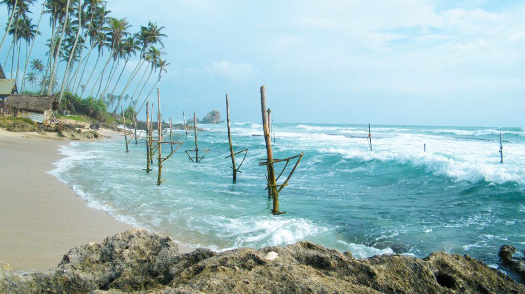 Nice sunny day in Hikkaduwa with beautiful waves in the sea
